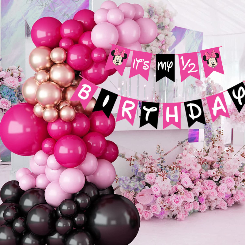 R G ACCESSORIES Black Pink Gold Balloon, It’s My Half Birthday Banner Decoration Kit Pack Of 61(Set of 31)