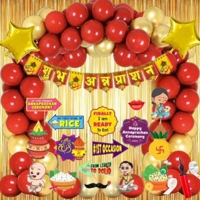 R2R Annaprashan Decoration Items- 62pcs Theme Baby Rice Ceremony Decorations(Set of 62)