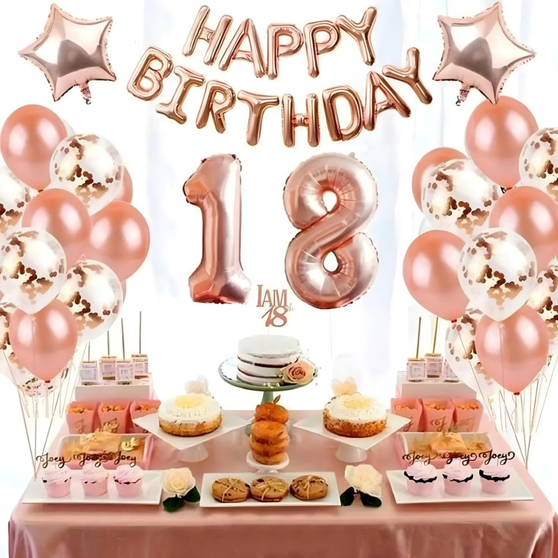 1iAM 18th Birthday Party Decoration Combo Item Party Supplies Pack of 38pcs(Set of 38)