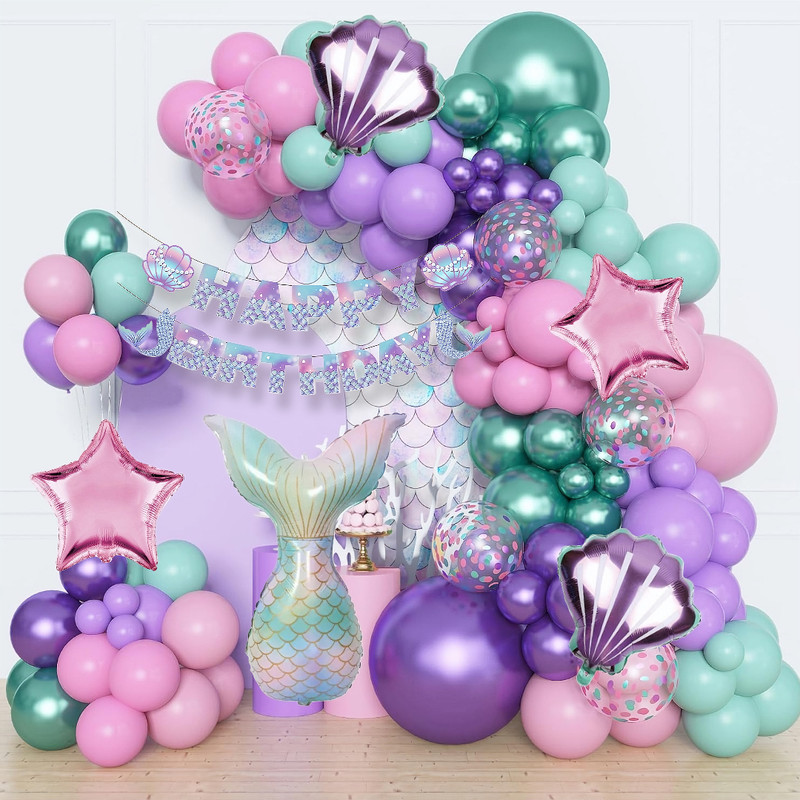 ANILOONS Mermaid Theme Party Decoration Set.(Set of 63)