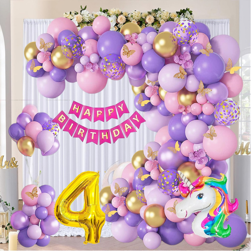 lala balloon 4th Year Birthday Party Decoration Multicolor Balloon Birthday celebration(Set of 69)