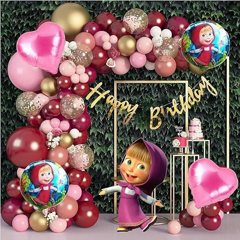 groovy dudz Masha and the Bear Birthday Party Decoration Set(Set of 73)