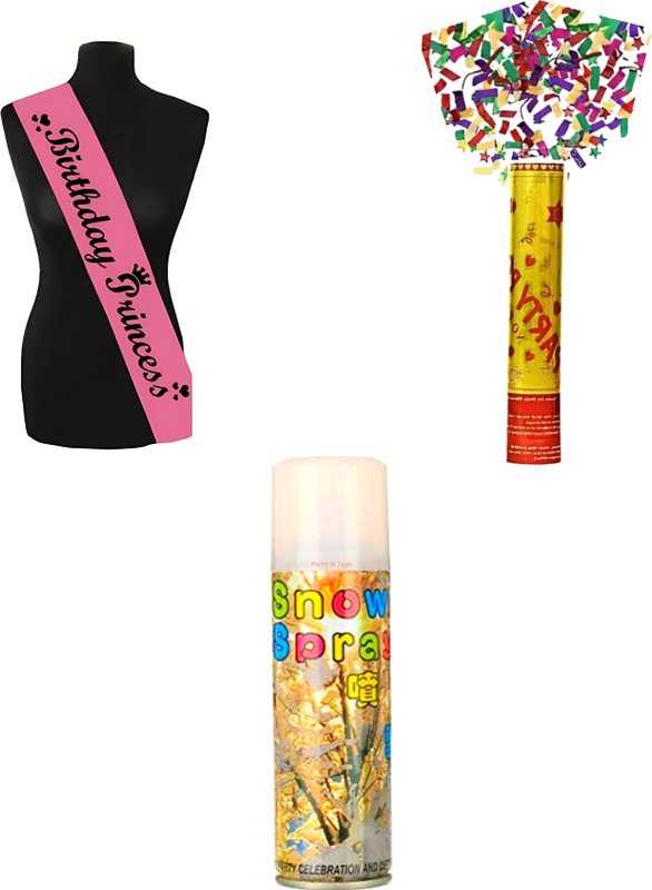 Party N Toyz Party Popper snow spray birthday girl sash combo pack for birthday party(Set of 3)