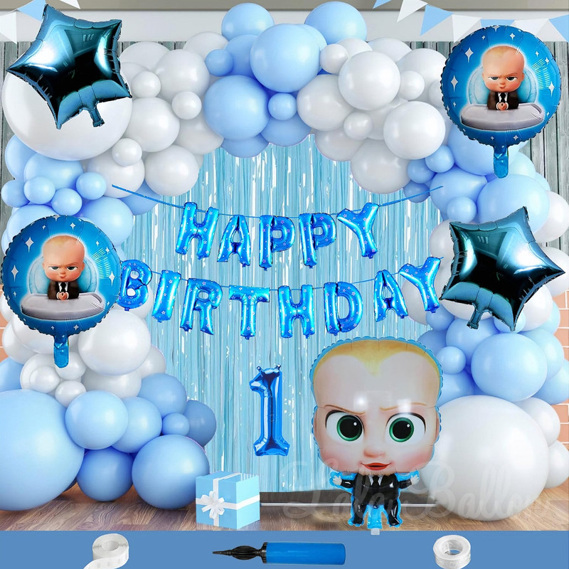 Inispire2Fashion Boss Baby Theme First 1st Birthday Decoration Items For Boy Party Decoration Kit(Set of 42)