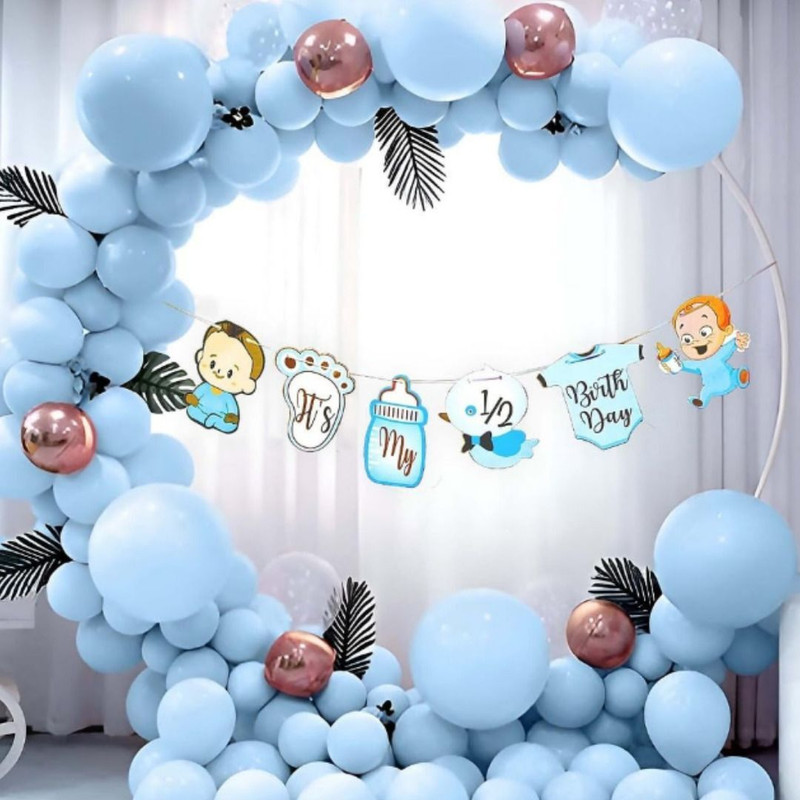 DECOR SPARKS 49Pcs It's My Half Birthday Decoration Kit for Baby Boy(Set of 1)
