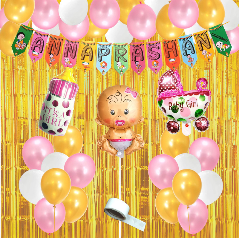 Agk Annaprashan Decoration Item For Baby Girl, Rice Ceremony Decoration Item(Set of 37)