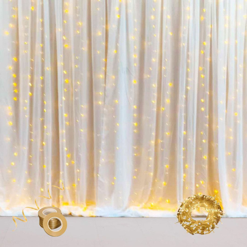 DECOR SPARKS 6pcs White Backdrop Net Curtain for Decoration(Set of 6)