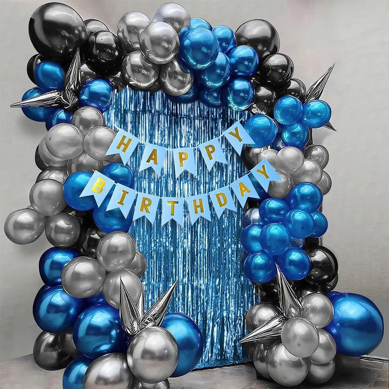 PARTY MIDLINKERZ Boys Happy Birthday Balloons Decoration Kit items 33 Pcs for birthday combo pack(Set of 60)
