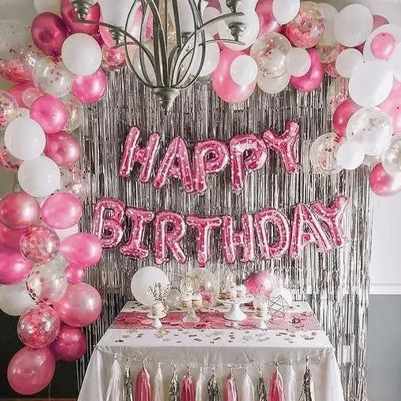 SQE Pink Glam Birthday Balloon Backdrop Setup(Set of 1)
