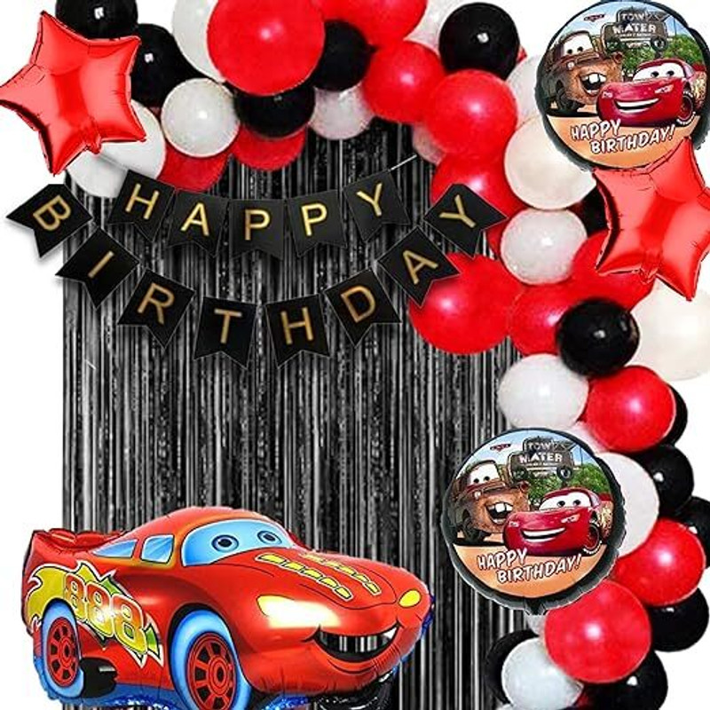 groovy dudz Mc Queen Car Theme Birthday Decorations - 68pc Combo(Set of 68)