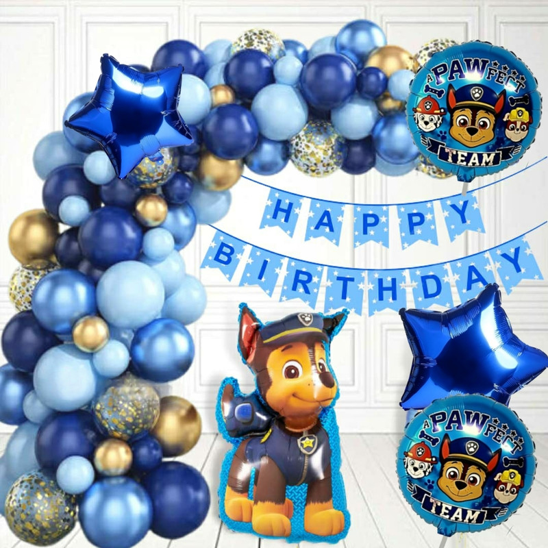 ZAMBOOREE Power Patrol- Chase Theme Decoration Combo For Boys & Girls Theme Birthday Party(Set of 73)