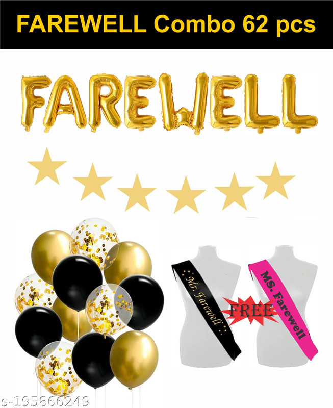 Naveen Decoration 62 pcs- Farewell Foil Banner, Balloons, Confetti, Paper Stars(Set of 62)