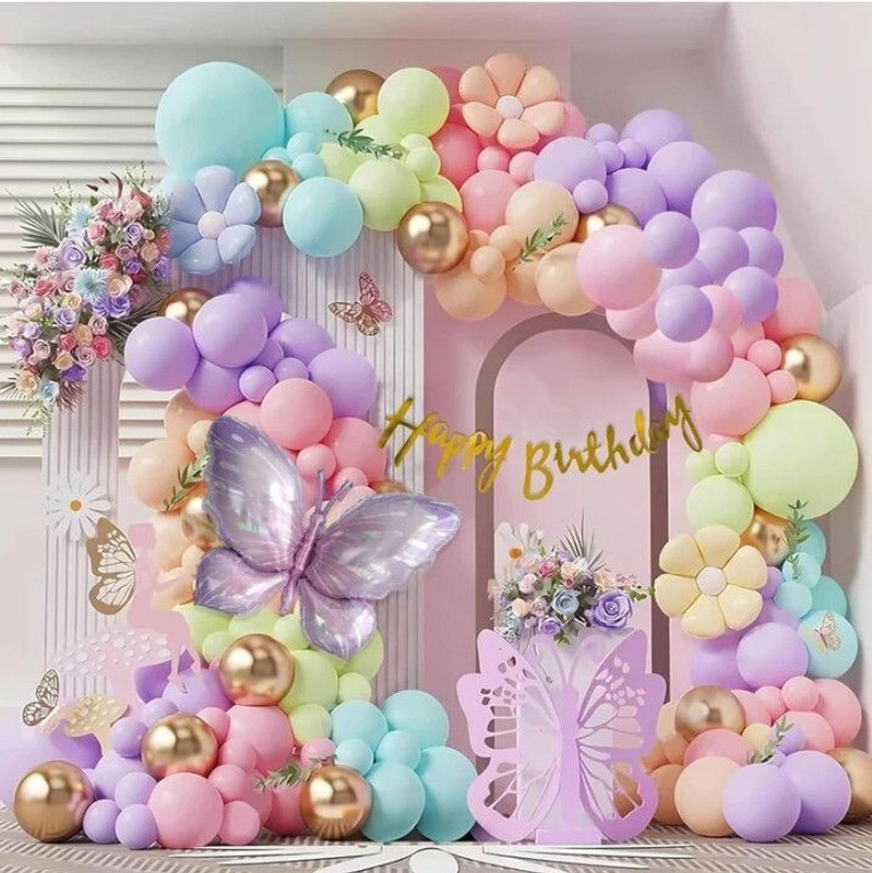 FLIPZONE Butterfly Theme Birthday Decoration Balloon Kit for Kids, Girls & Women(Set of 96)