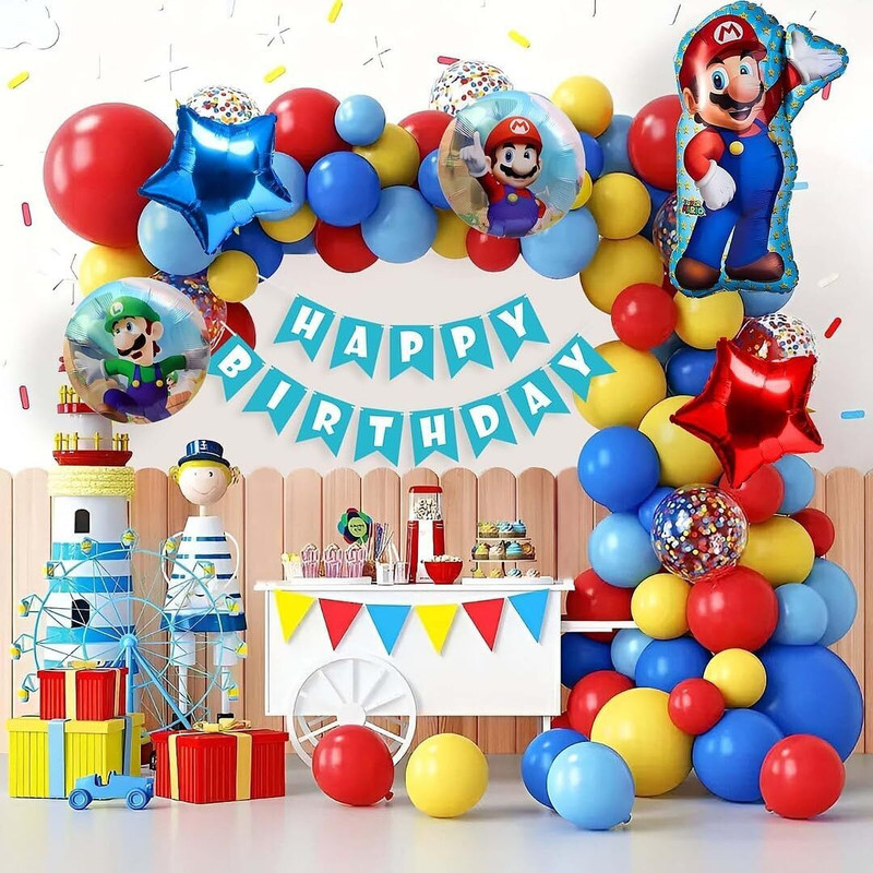 groovy dudz Super Mario Multicolour Theme Birthday Decorations Kit