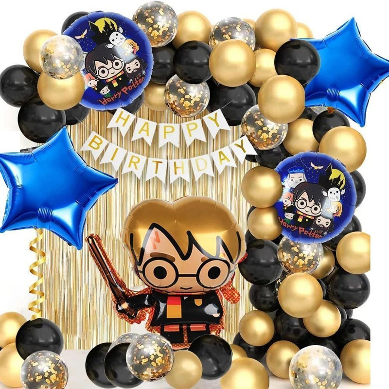 PopTheParty Harry Potter Theme Foil Balloons Set for Kids Birthday Decoration Party Supplies(Set of 60)