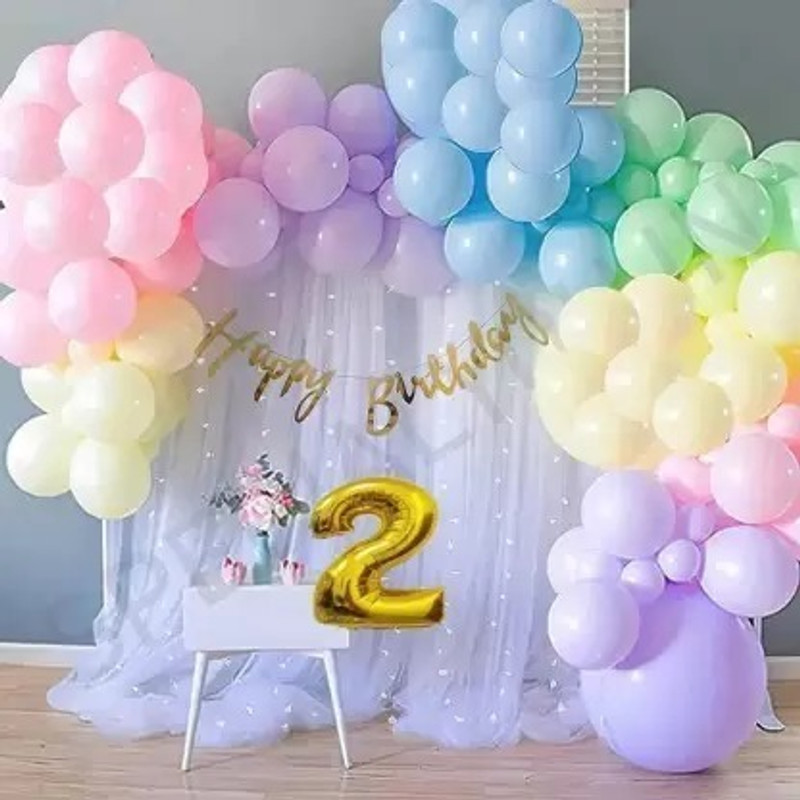 FOOGAA Rainbow theme 2nd birthday backdrop Net decoration DIY Kit