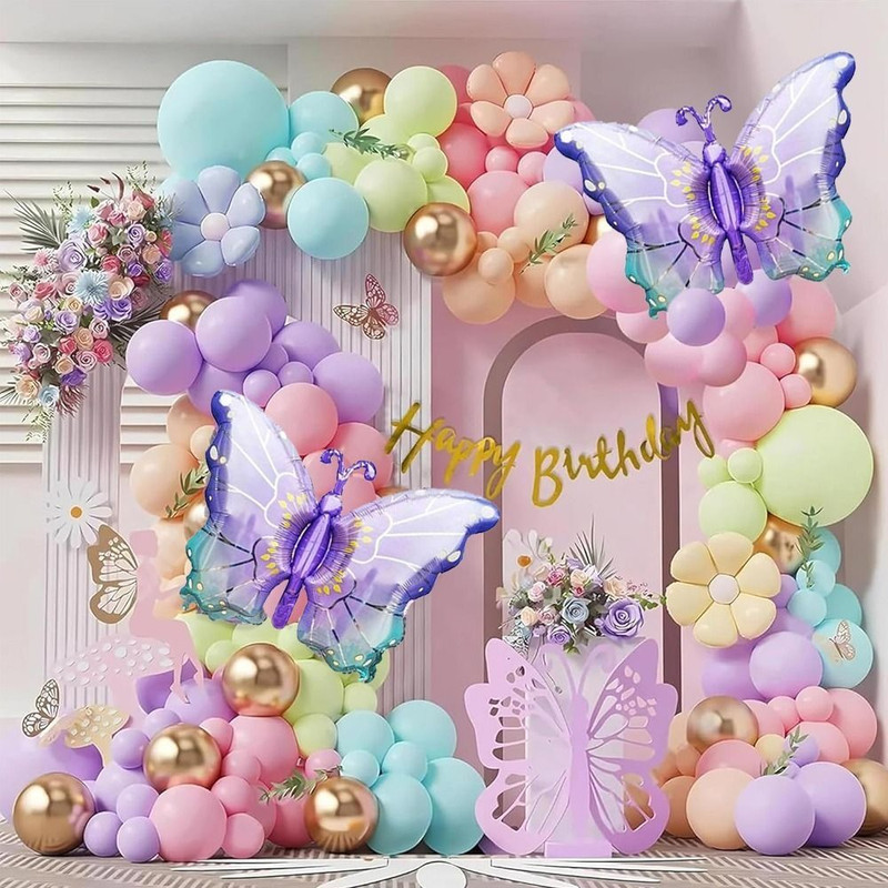 PopTheParty Purple Butterfly Foil Birthday Decorations(Set of 72)