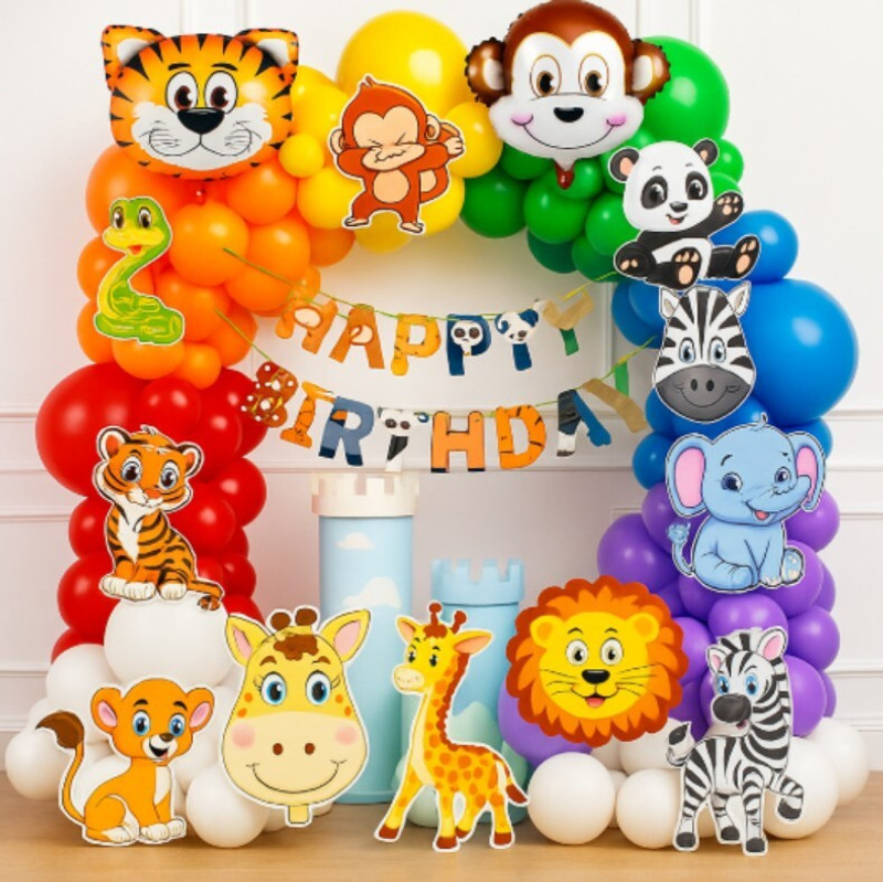 groovy dudz Tittle Jungle Safari Animal Theme birthday decoration kit Animal theme banner(Set of 40)