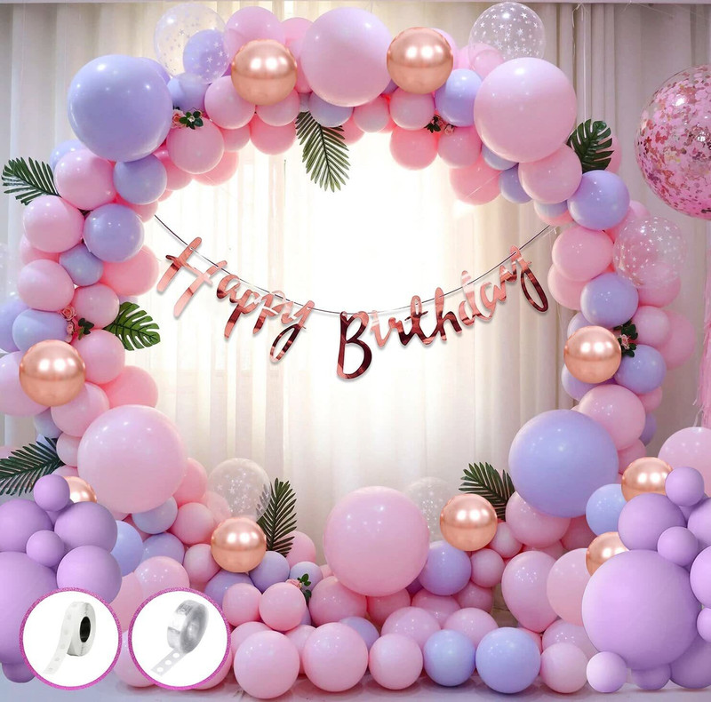 Dinipropz Pink Birthday Decoration Items Combo Set For Girls Kids(Set of 60)