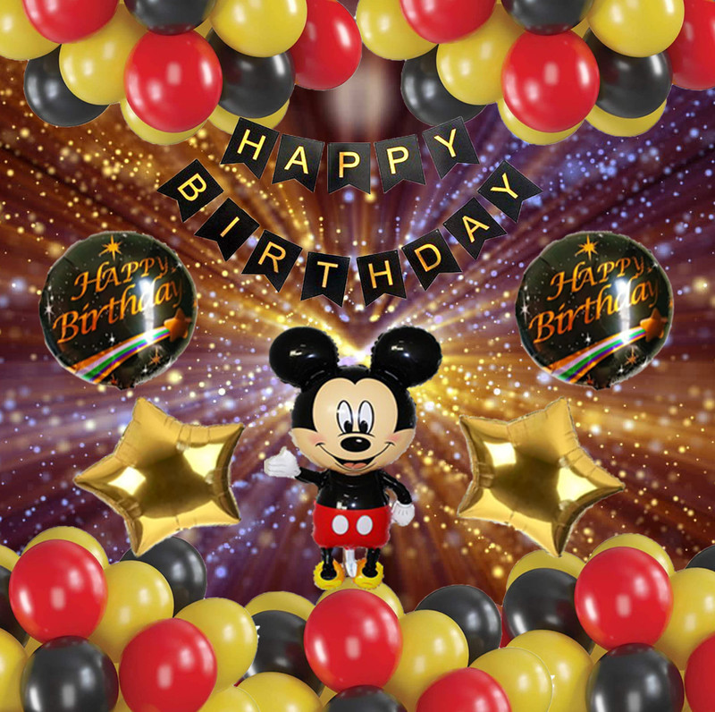 PARTY BREEZE happy birthday decoration mickey mouse theme combo set for party 36pcs(Set of 36)