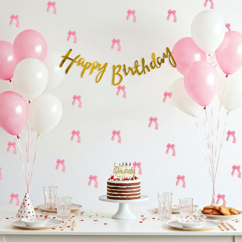 specialyou.in Pink & White Theme Birthday Decor, Aesthetic Birthday Decoration Kit for Women(Set of 34)