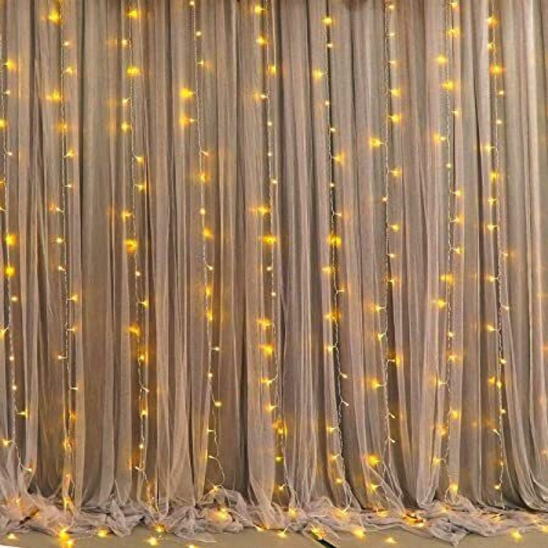 ARV White Decoration Net with Led Fairy Lights for Cabana Tent Home Decoration(Set of 3)