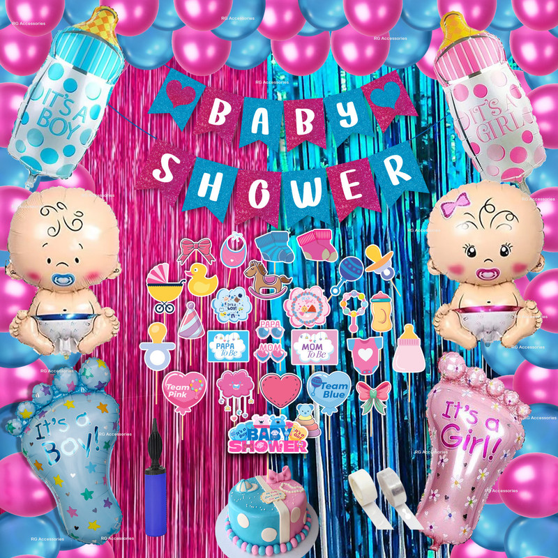 R G ACCESSORIES Baby Shower Decoration Items 90 Pcs Kit Baby Shower Combo(Set of 90)
