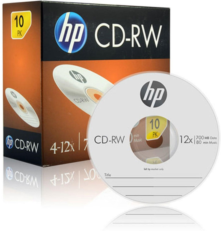HP CD Rewritable CWA00085 Pack of 10 Disc Slim Case Speed 4X-12X 80Min. 700 MB