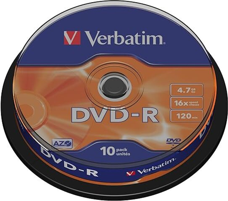 Verbatim DVD Recordable AZO 43523 Pack of 10 Cake Box Spindle Speed 16x 4.7 GB