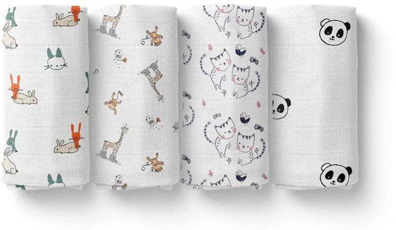 Mom's Home Printed Crib Swaddling Baby Blanket for AC Room(Muslin, Grey, Yellow, White, Black)