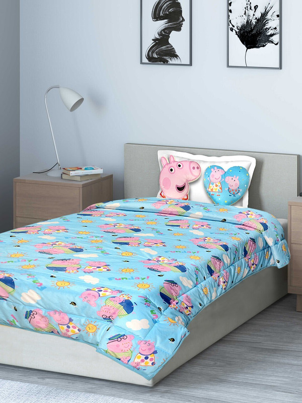 Saral Home Cartoon Single Quilt for AC Room(Cotton, Turquoise)