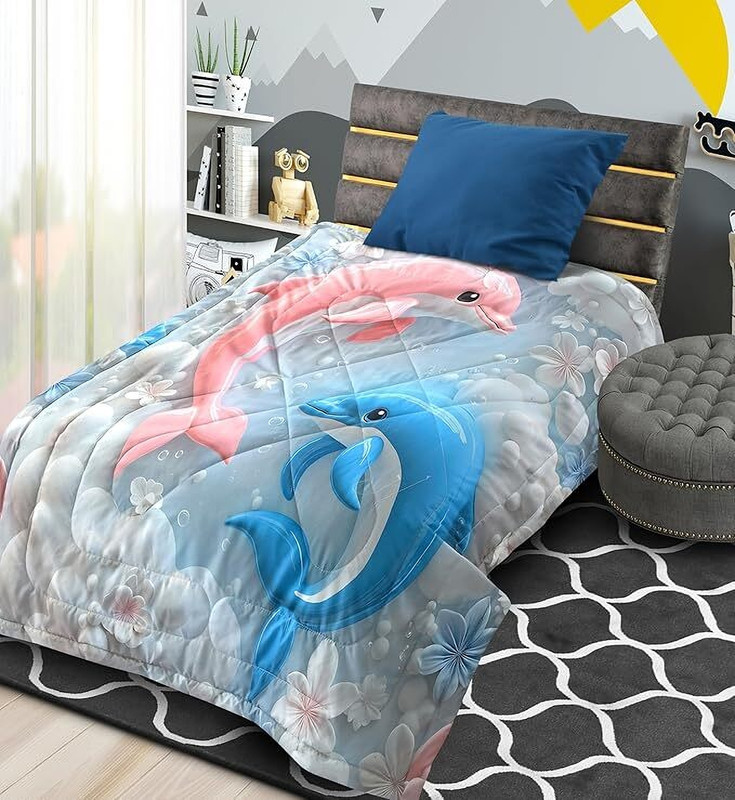 JAYVAAM Cartoon Single Comforter for AC Room(Cotton, Dolphin Comforter)