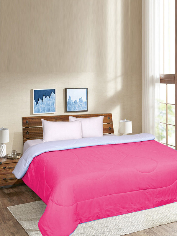 Signature Solid Double Comforter for  AC Room(Microfiber, Pink)