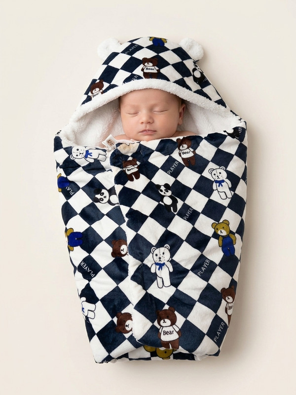 SIDLY PIDLY Printed Crib AC Blanket for AC Room(Polyester, Navy Blue)