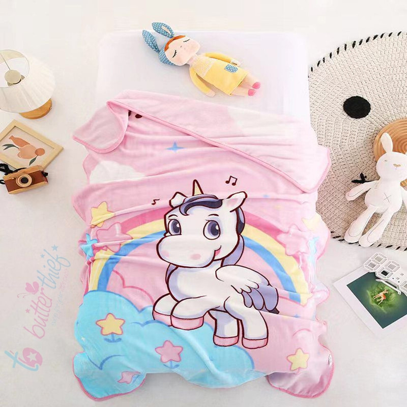 Butterthief Cartoon Single AC Blanket for AC Room(Microfiber, Multicolor)