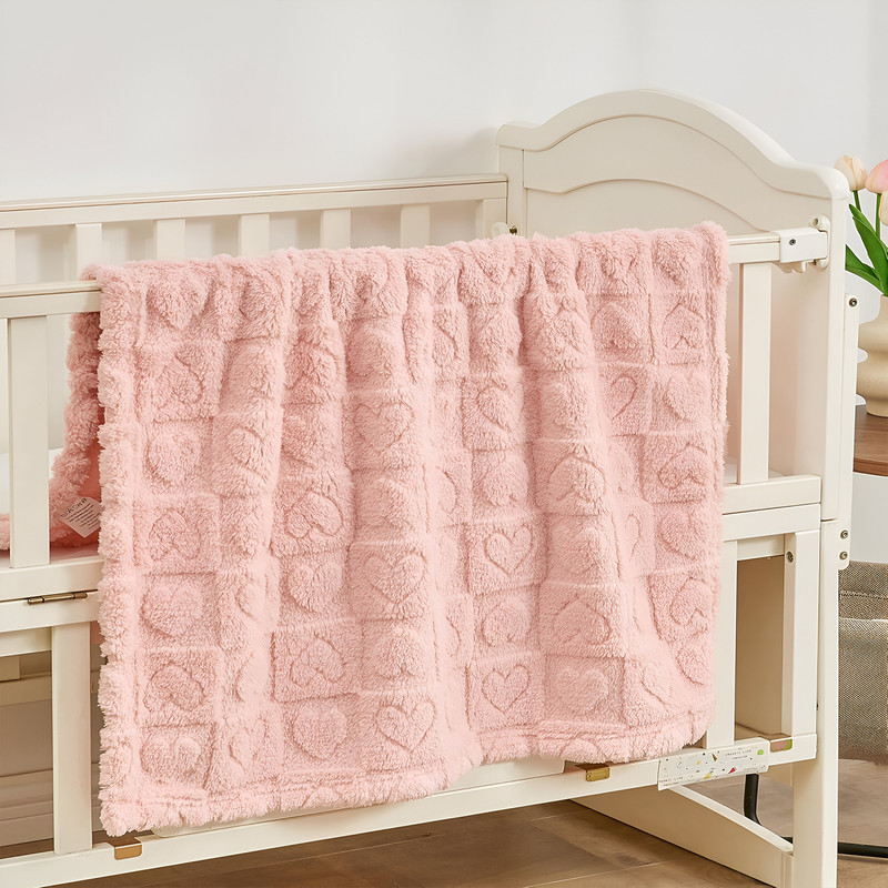 SYGA Checkered Single Crib Baby Blanket for  AC Room(Polyester, Pink)