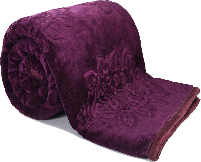 MAGICAL Floral Double Mink Blanket for Heavy Winter(Microfiber, Purple)