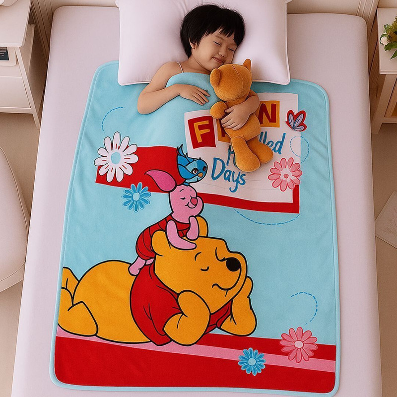 Mahi Fashion Cartoon Single Crib Baby Blanket for  Heavy Winter(Fur, Dark Blue)
