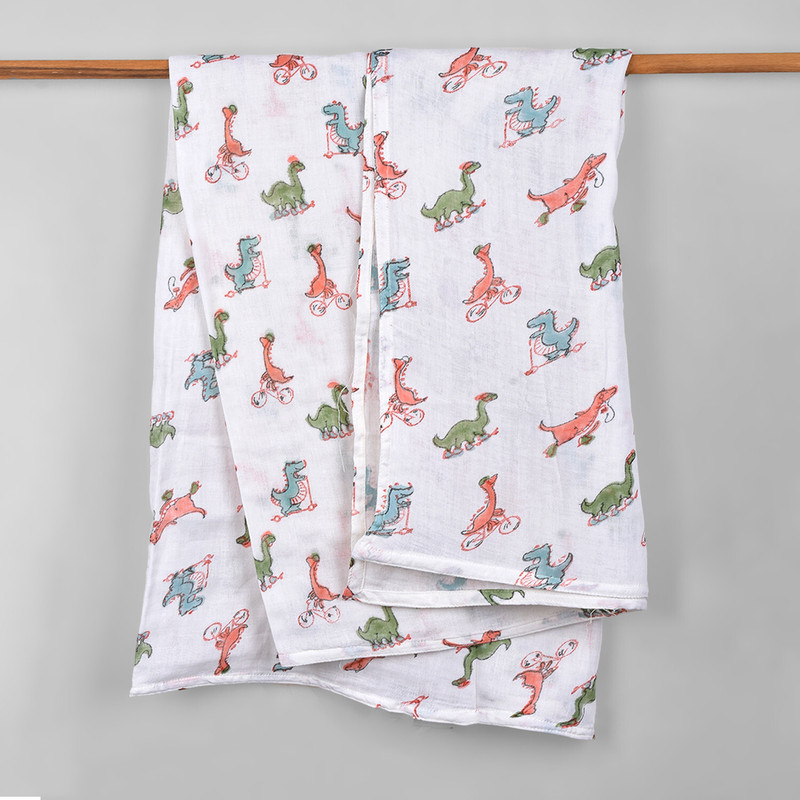 Mom's Home Printed Single Swaddling Baby Blanket for  AC Room(Muslin, Brown)
