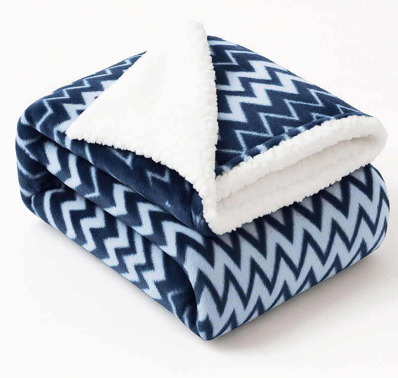 VAS COLLECTIONS Solid Crib Crib Baby Blanket for  Heavy Winter(Polyester, Dark Blue, White)