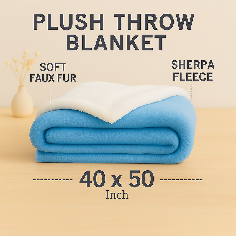 NAMAN Solid Crib AC Blanket for  AC Room(Fur, Sky)