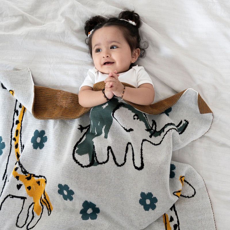 haus & kinder Animal Single AC Blanket for  AC Room(Cotton, Multicolor)