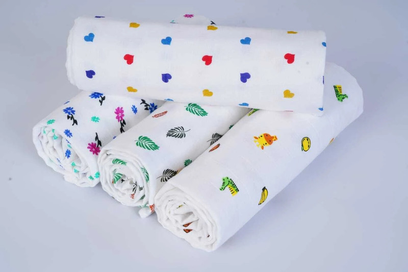 kinandtin Animal, Floral, Printed, Cartoon Single Swaddling Baby Blanket for  AC Room(Cotton, Multicolor)