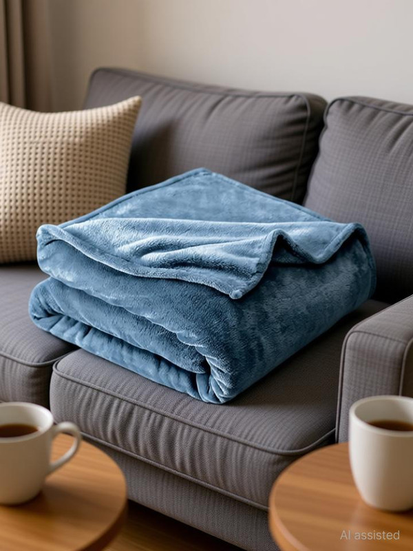 Flipkart SmartBuy Solid Double AC Blanket for AC Room(Polyester, Light Blue)