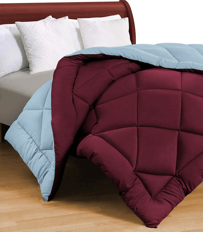 Flipkart Perfect Homes Solid Double Comforter for AC Room(Microfiber, Maroon, Grey)