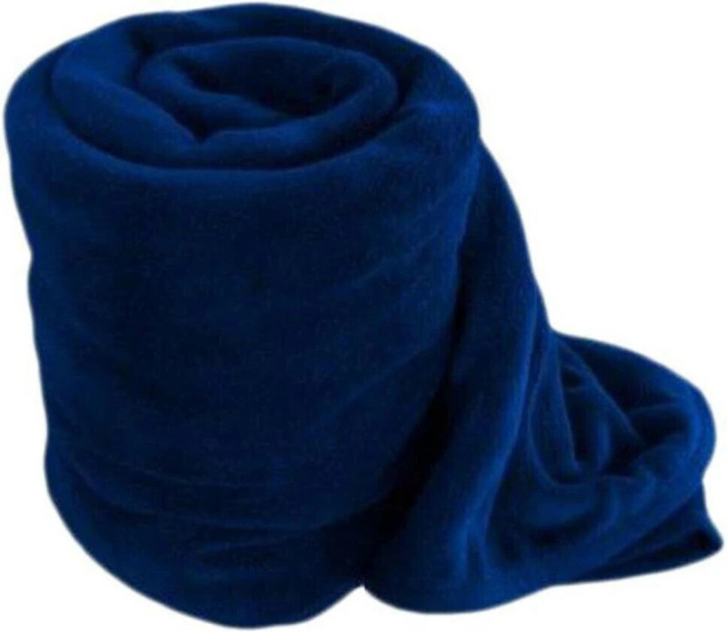 komfey Solid Single Fleece Blanket for Heavy Winter(Microfiber, Blue)