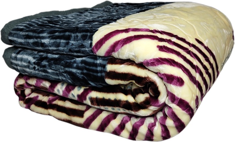 HOMIEE Floral Double Weighted Blanket for Heavy Winter(Microfiber, Blue & Cream)