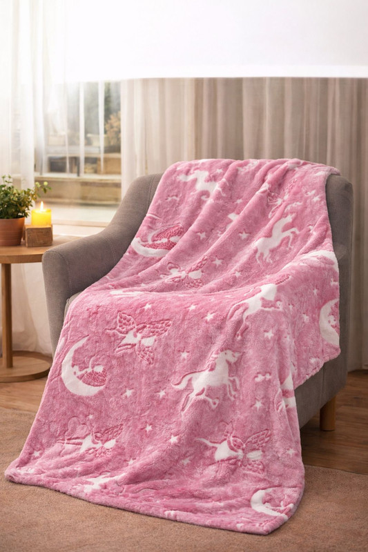 Divarostore Cartoon King AC Blanket for  AC Room(Polyester, Pink HS)