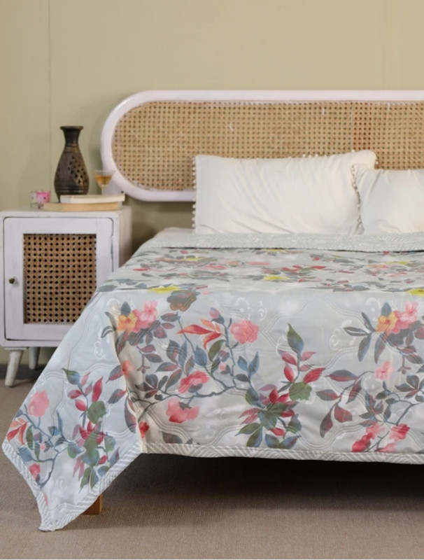 Decent Home Printed Double Comforter for AC Room(Cotton, Grey, Black)