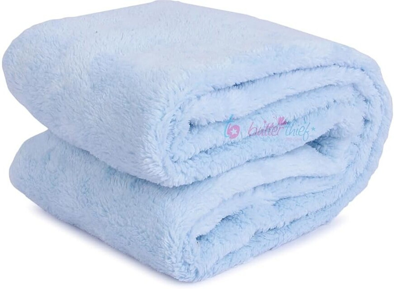 Butterthief Solid Single Swaddling Baby Blanket for  Mild Winter(Woollen Blend, sky blue)